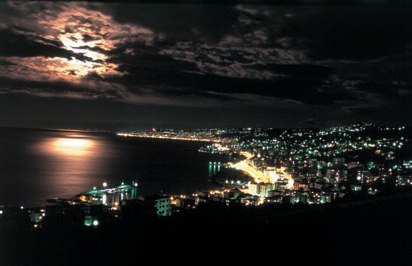 a night photo of my hometown Akcaabat in Trabzon