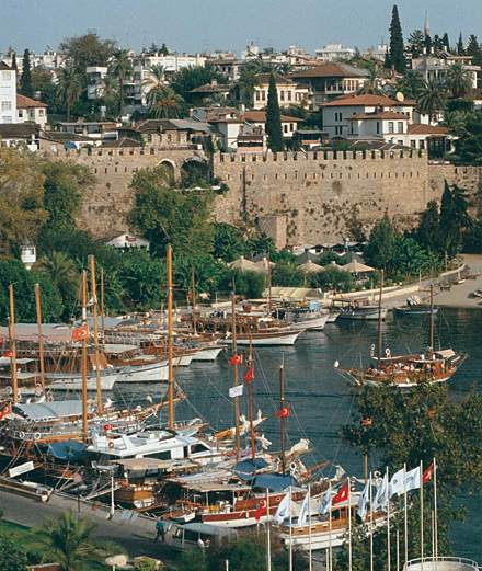 Antalya castle walls and marina