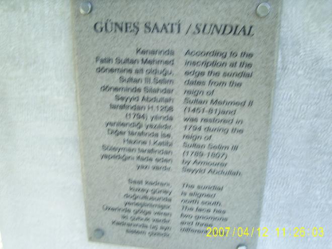 Sundial - Topkapi Sarayi Istanbul