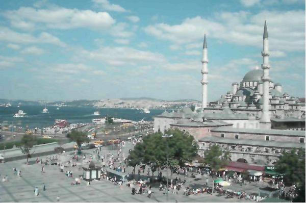 Mosque of Eminönü and Galata bridge 