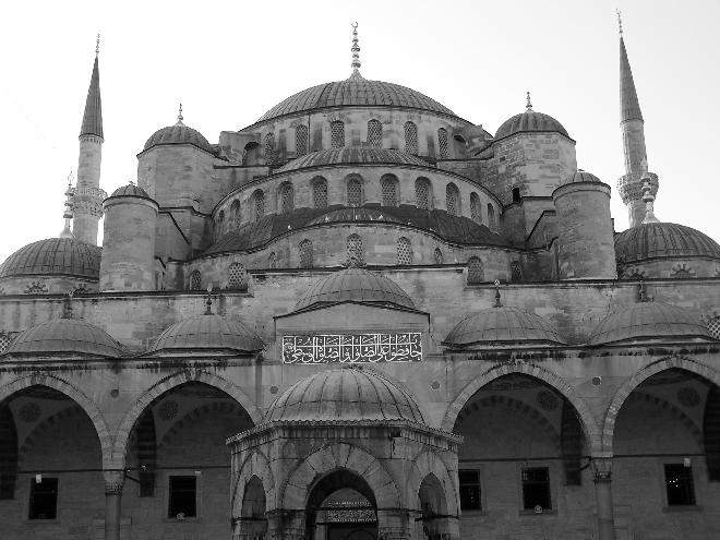 Blue Mosque in black and white