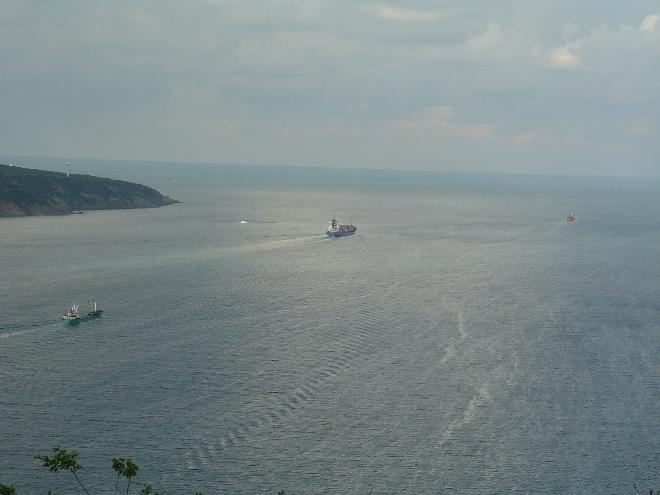 A ship leaving Turkey