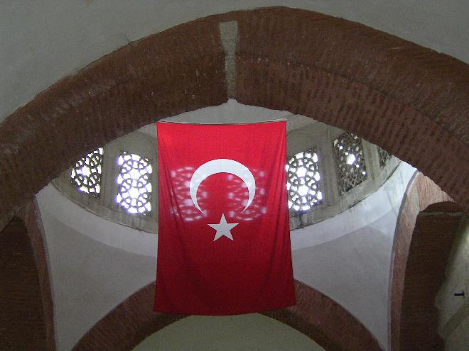 The Turkish flag in the bazaar