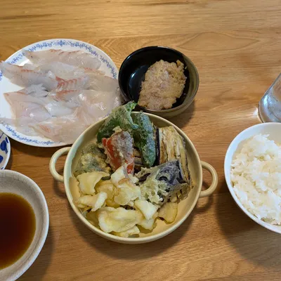 アイゴ御膳（刺身・なめろう・天ぷら）