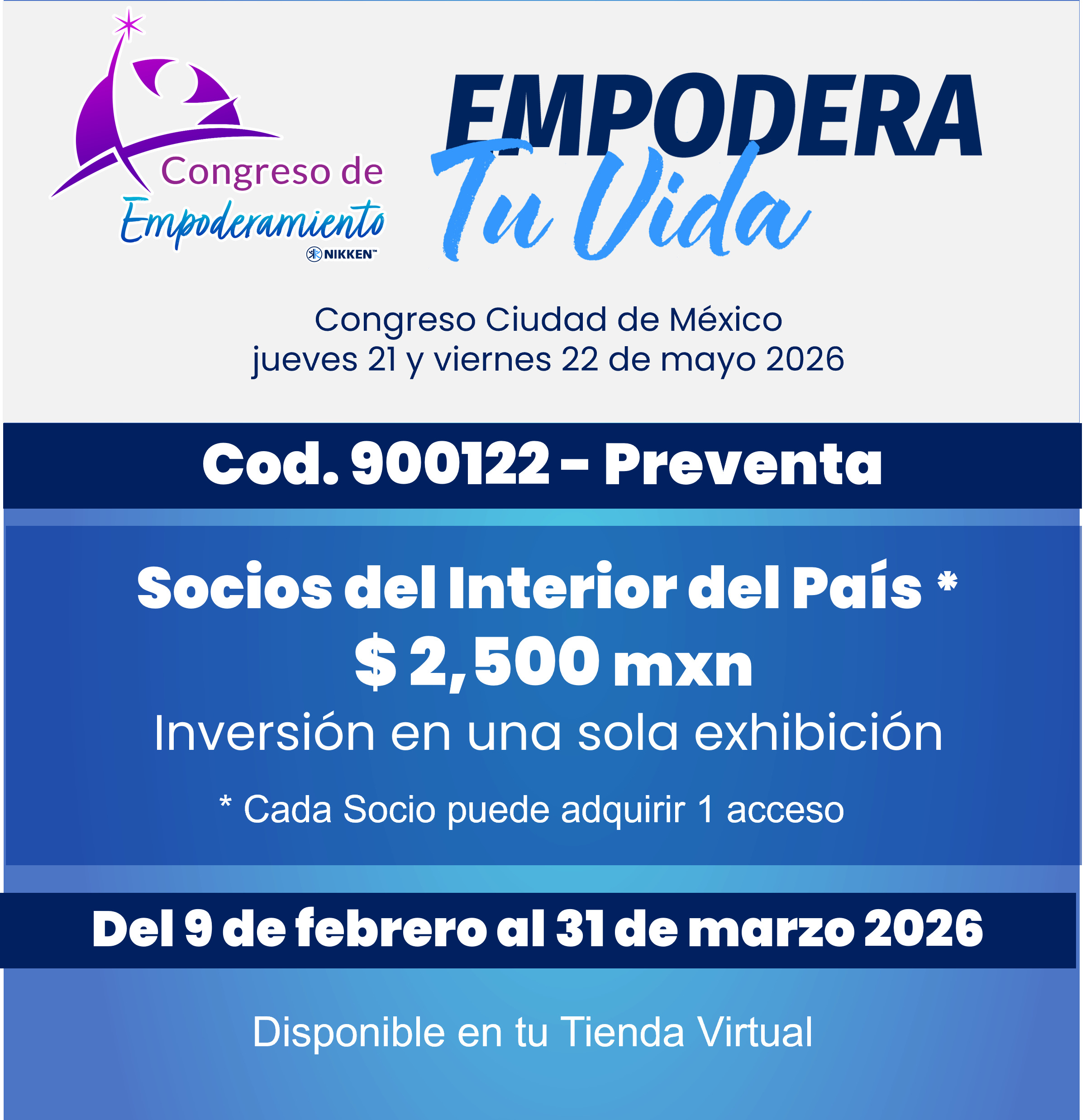 C&Oacute;DIGO PREVENTA CONGRESO EMPODERAMIENTO M&Eacute;XICO MAYO 2026