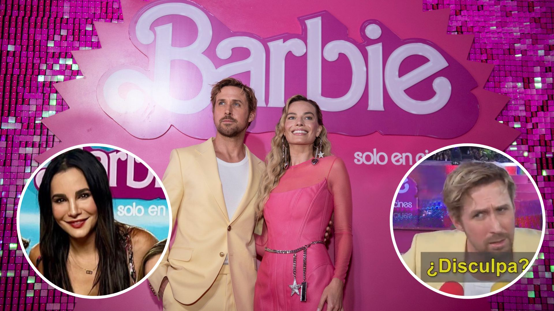 Ryan Gosling y Margot Robbie y Matha Higareda en la premiere de Barbie en la CDMX