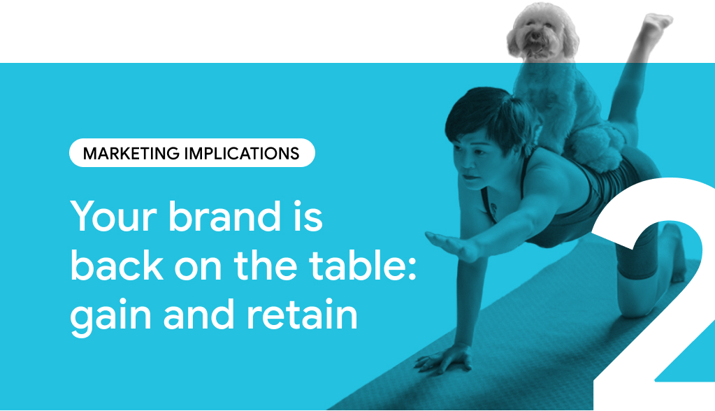 Marketing implications. Your brand is back on the table: gain and retain.
