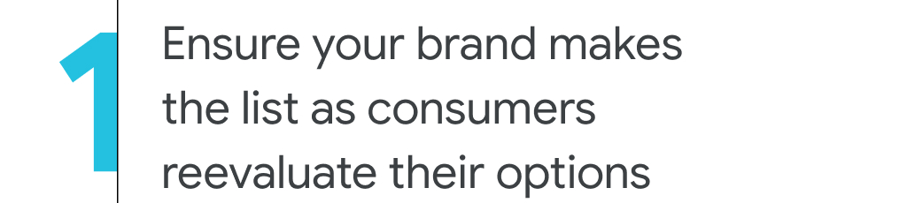 1. Ensure your brand makes the list as consumers reevaluate their options