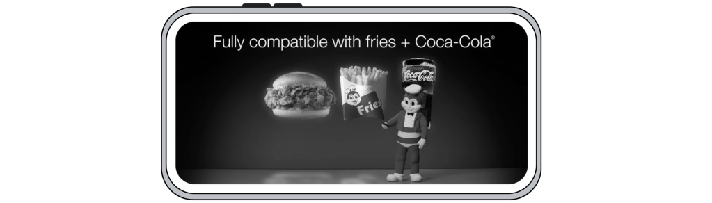 A mobile phone displaying a YouTube ad launched by Jollibee Philippines as part of its digital-first strategy