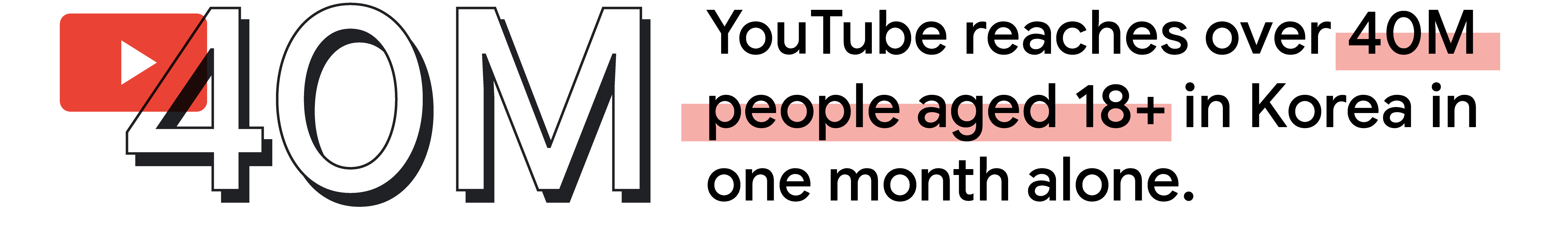 YouTube reaches over 40M people aged 18+ in Korea in one month alone.