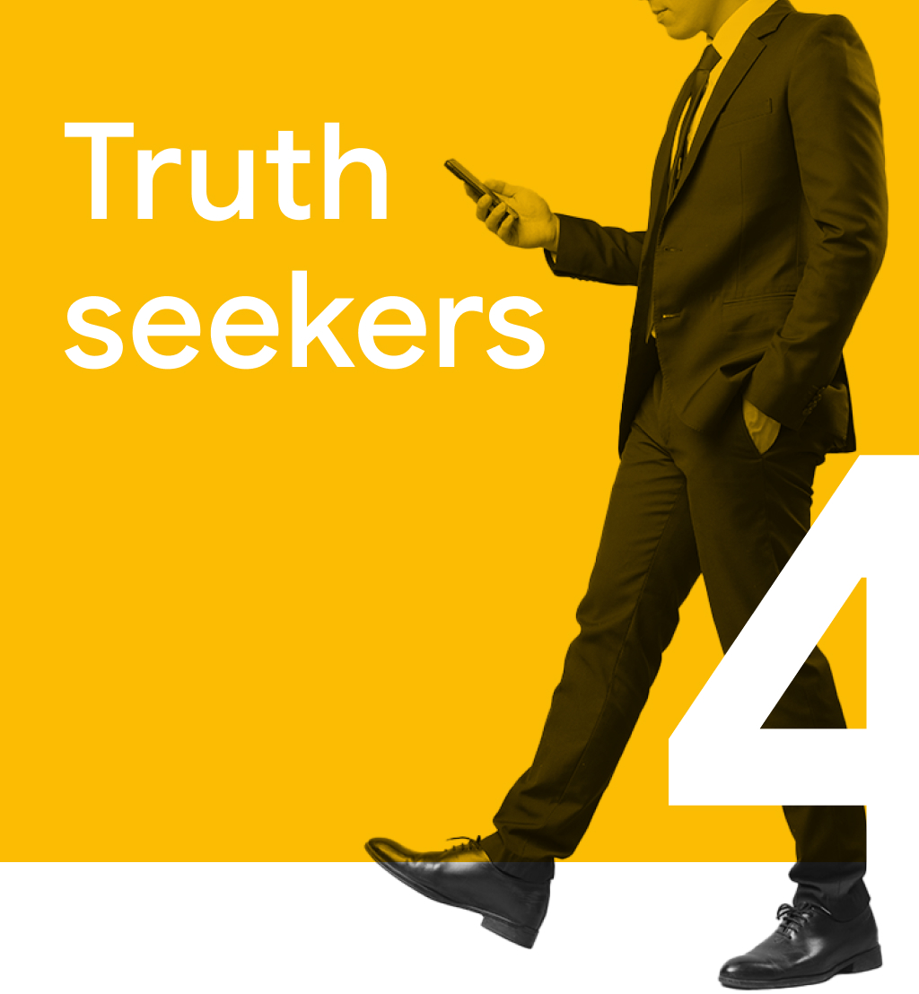 Trend 4: Truth seekers. A Filipino man catching up with the news and ensuring the credibility of the source and information using his mobile phone
