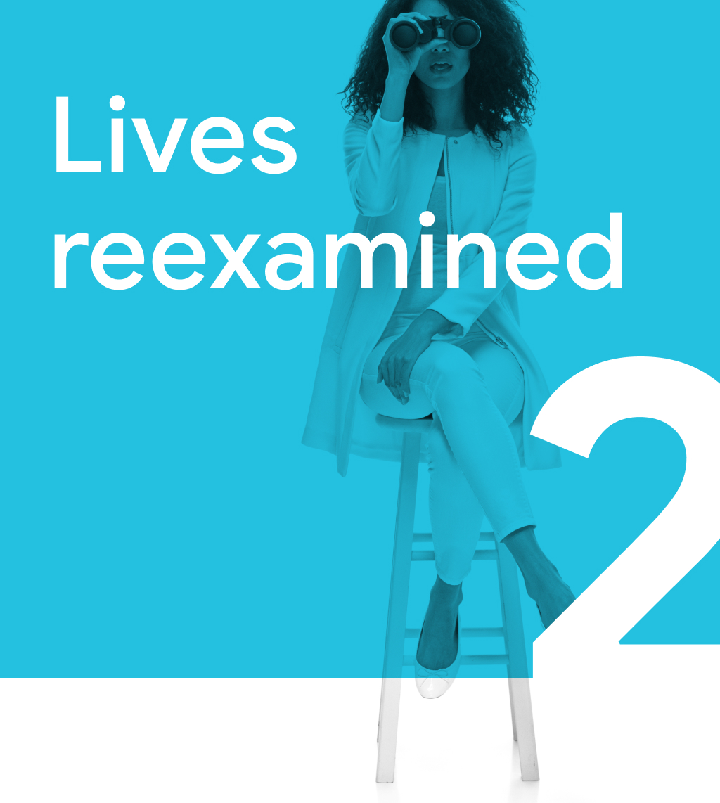 Trend 2: Lives reexamined. A woman looking through a pair of binoculars, representing how people are reevaluating their values and lifestyle amid the pandemic.