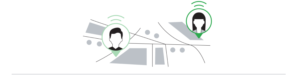 A map showing the location of two event attendees who both scanned a Beer Buddy QR code at nearby events