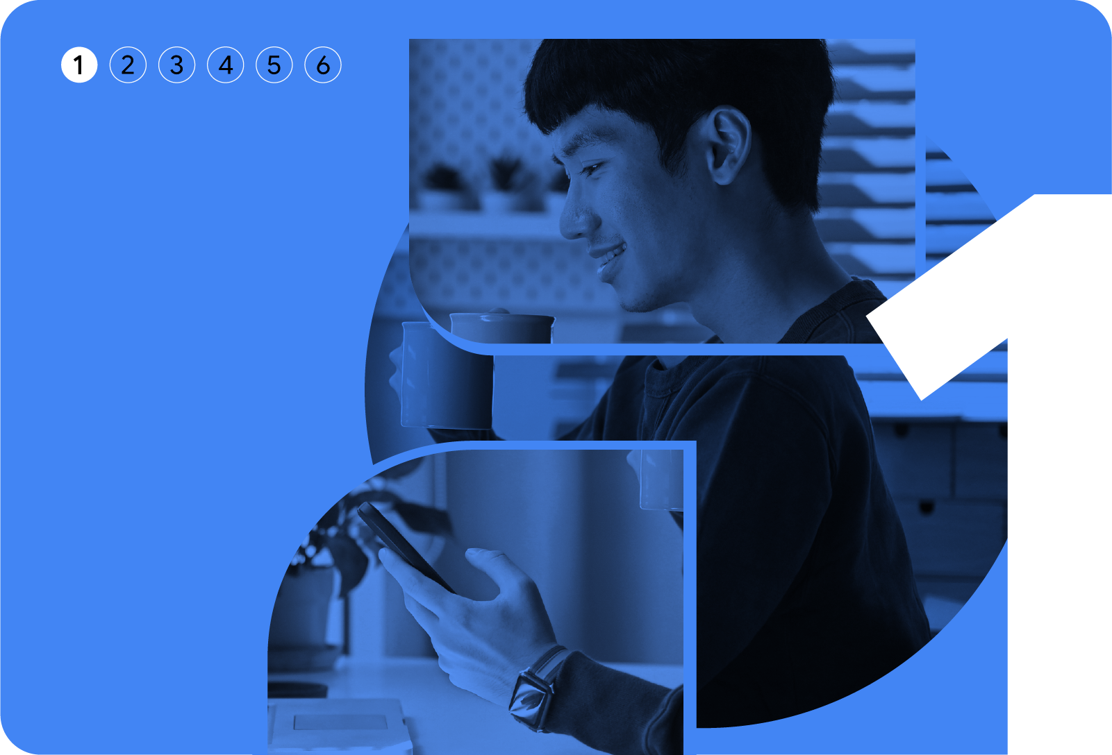 Chapter 1 of 6. A person with dark skin, short hair, and glasses sits cross-legged while typing on a laptop.