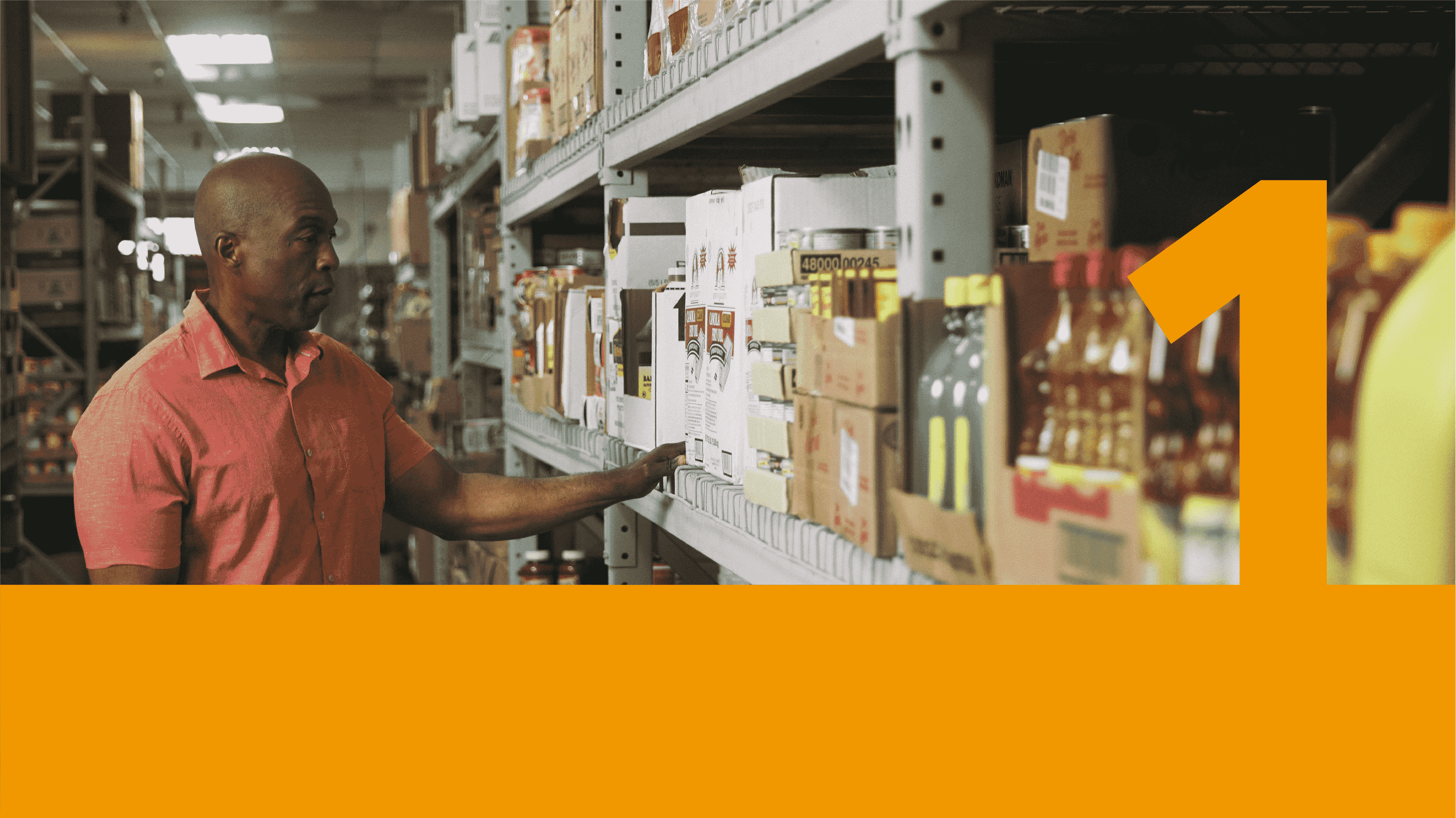 Part 1: Value, reevaluated. Small-business owner Jamie Boatright, dressed in a red short-sleeved shirt, peruses ingredients on a shelf at a warehouse-style grocery store.