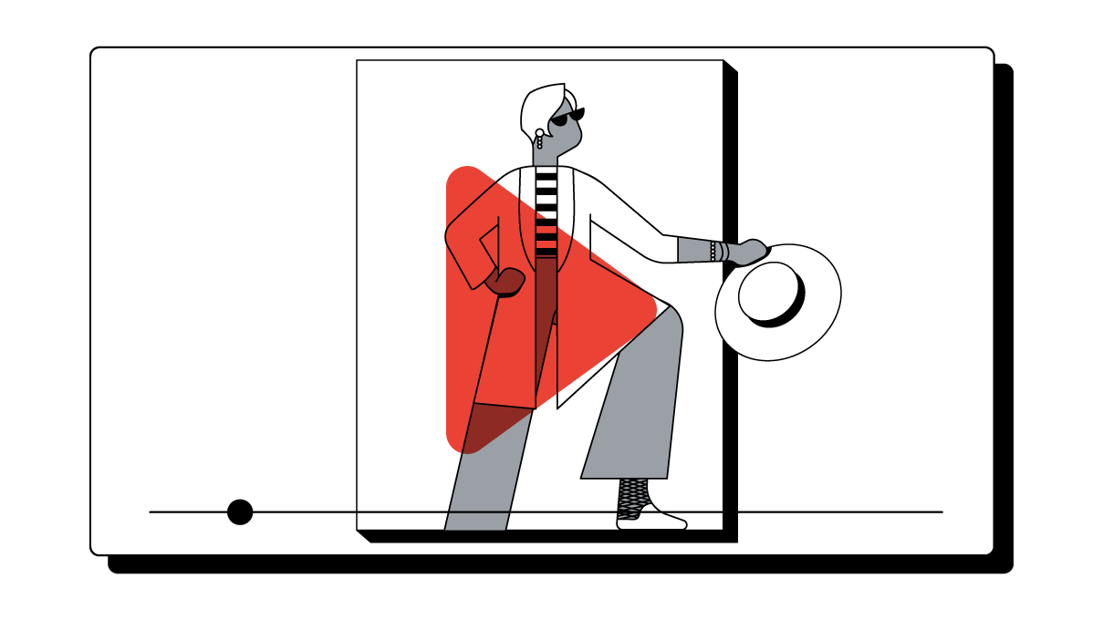 Browser screen shows a YouTube video with a well-dressed person with a red play button overlay.