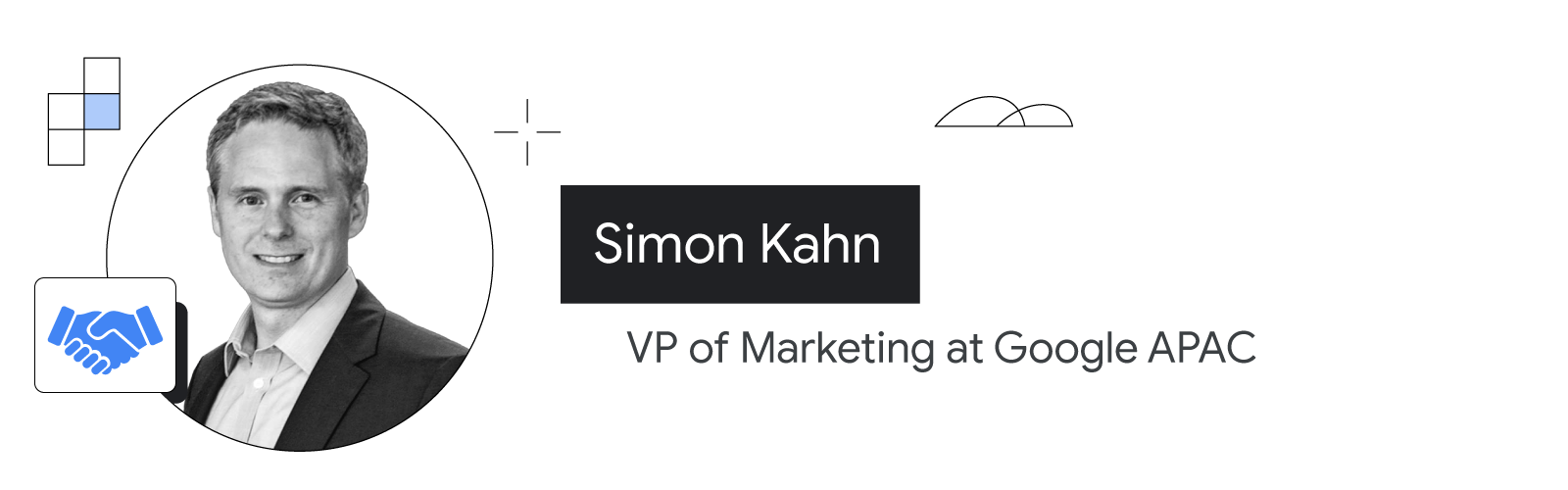 Simon Kahn, VP of APAC marketing and global NBU payments marketing at Google, is pictured from the shoulders up. He has light skin and short dark-blond hair, and he wears a collared shirt under a dark blazer.