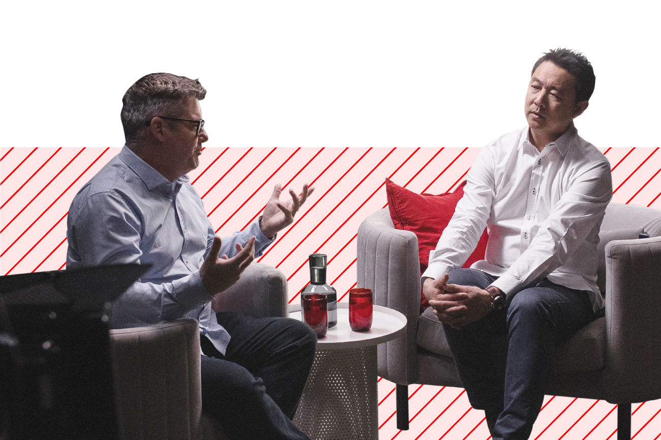 Photo of marketing guru Mark Ritson and Menulog CMO Simon Cheng.
