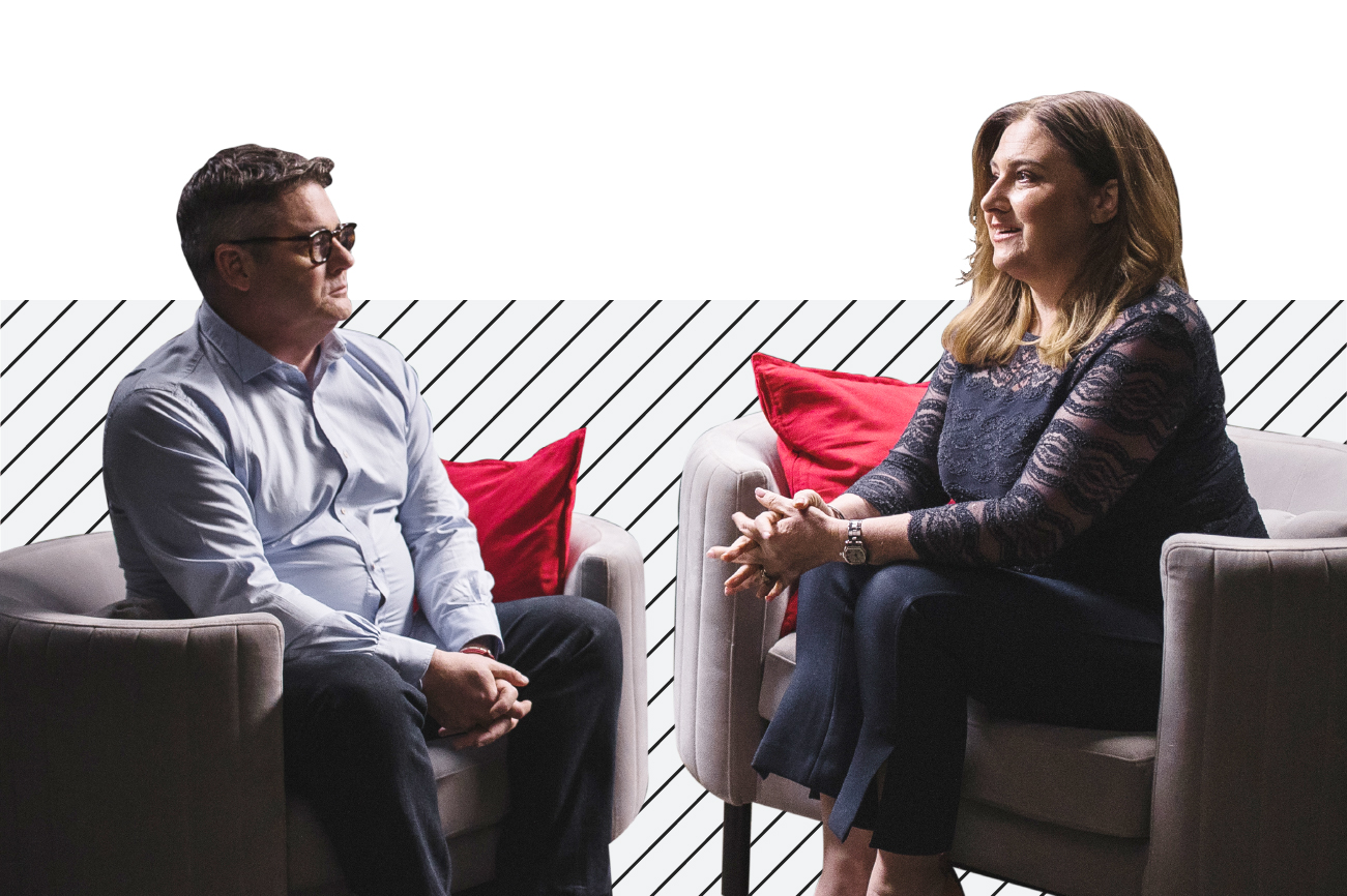 Photo of marketing guru Mark Ritson and Optus CMO Melissa Hopkins.