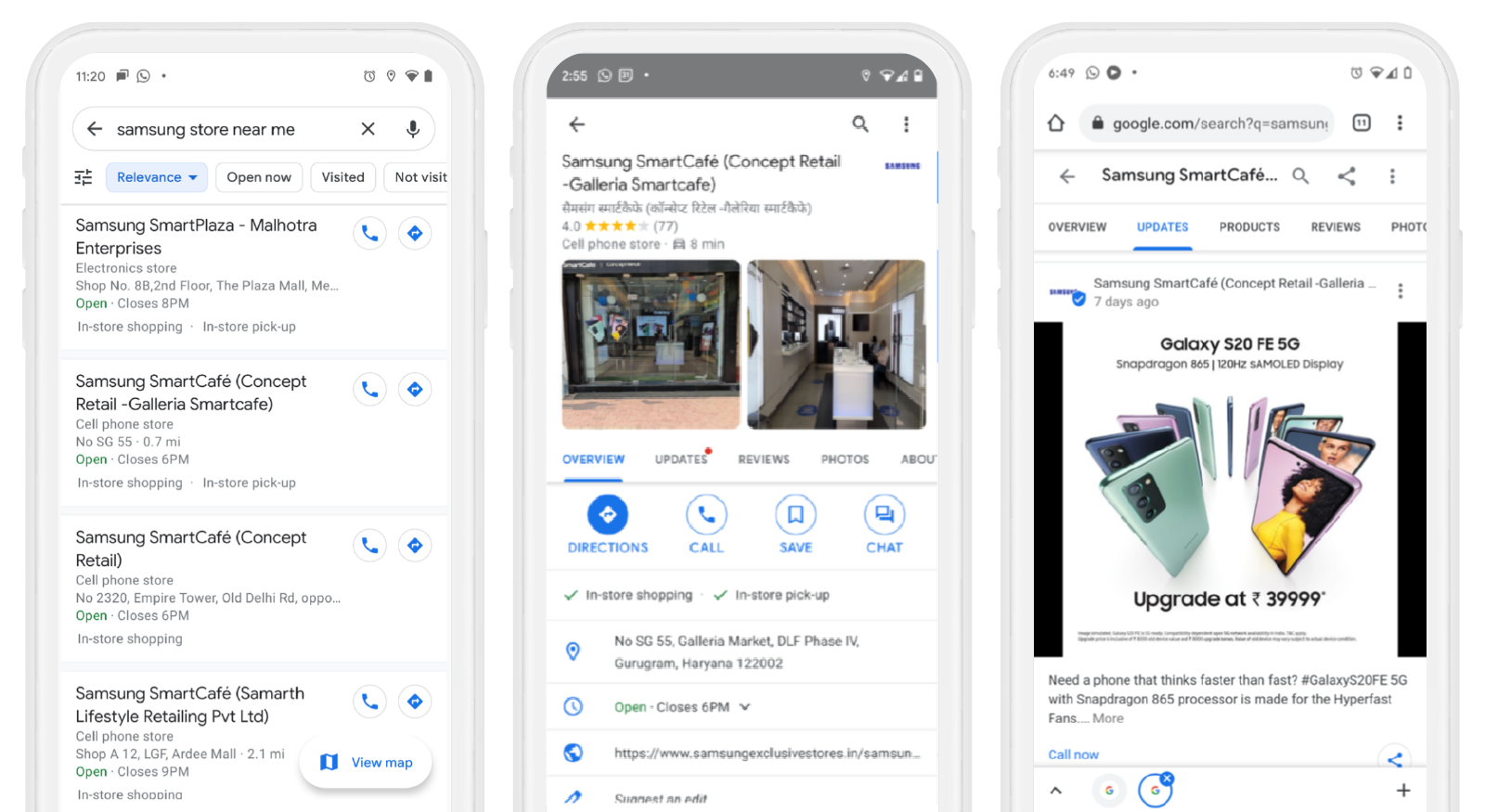 Samsung’s Google My Business listing after they helped their stores across India establish a digital presence as part of developing a winning omnichannel marketing and retail strategy