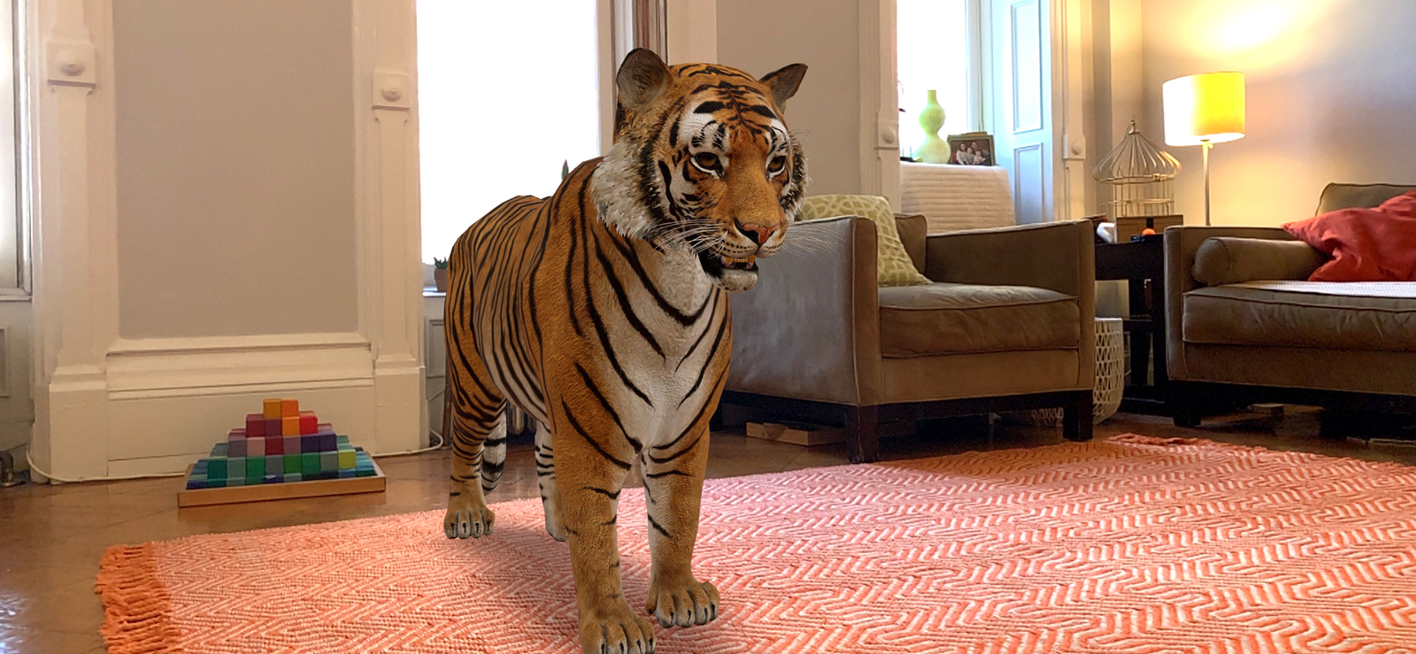 Tiger Hanging Out In Living Room