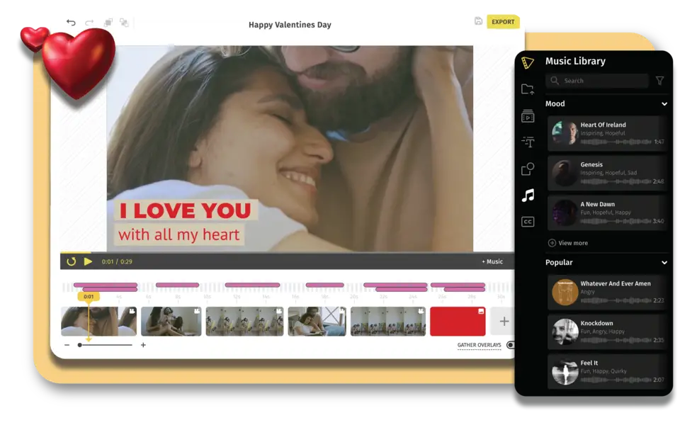 Create romance videos in minutes