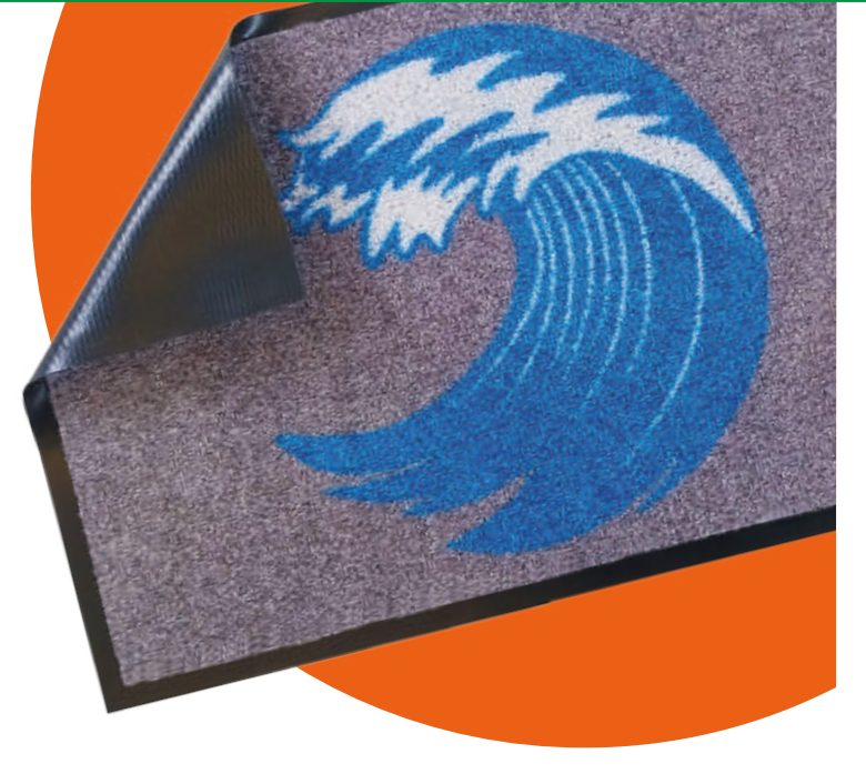 Asciugapasso stampato con un'onda blu