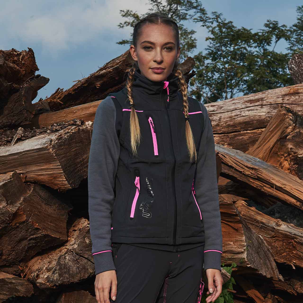 U Power Space Lady Grey Fucsia FU187GF Giacca da Lavoro Donna Softshell