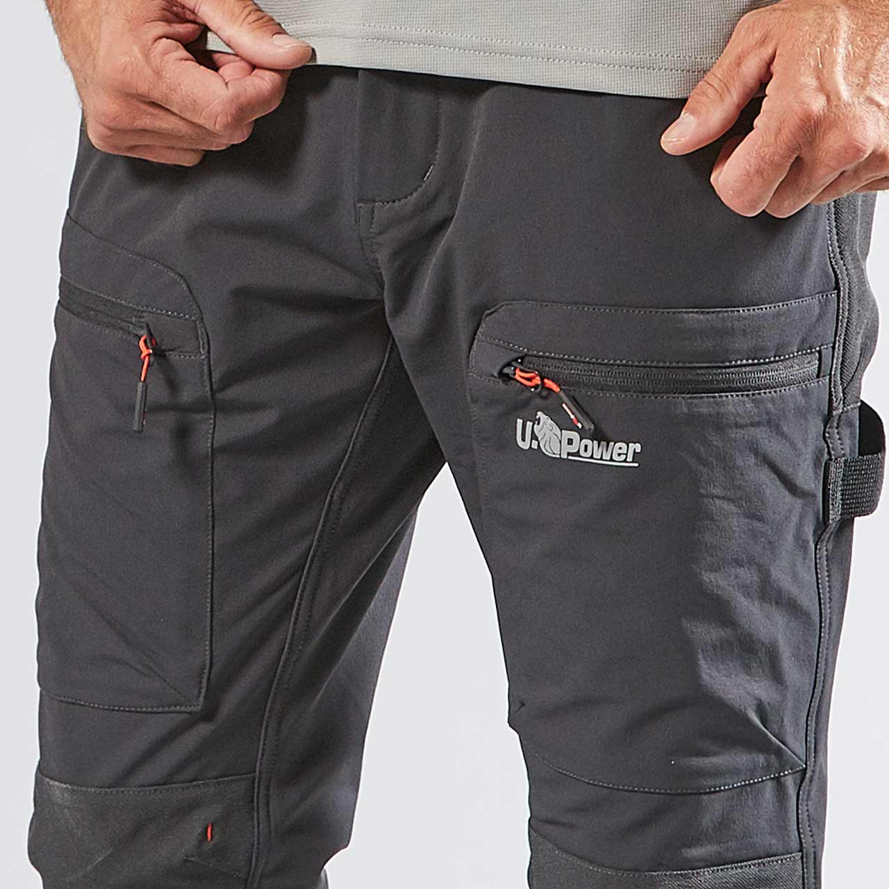 pantalone da lavoro upower modello harmony colore asphalt grey dettaglio tasca