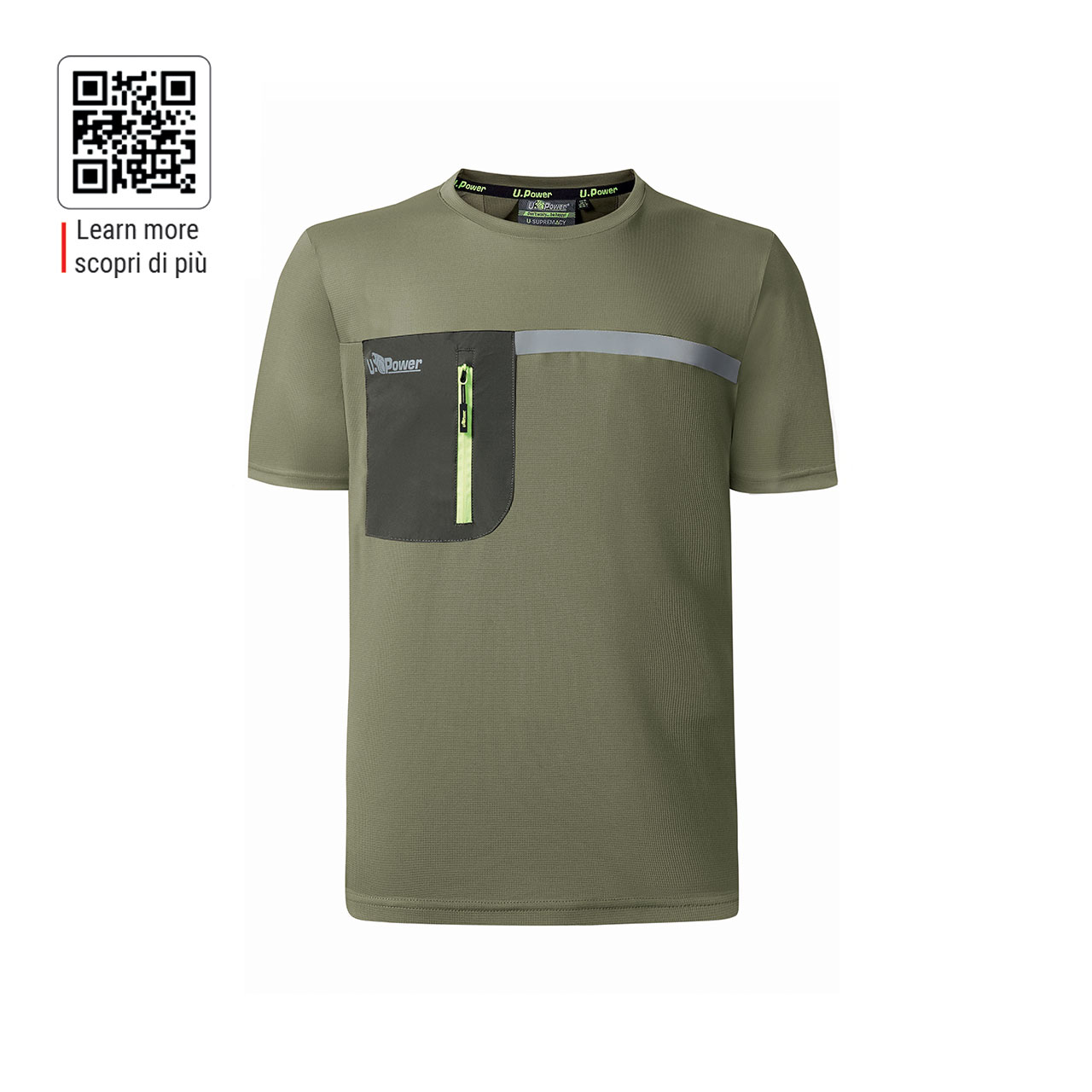 CHRISTAL t-shirt U-Power in tessuto tecnico Burnt Olive