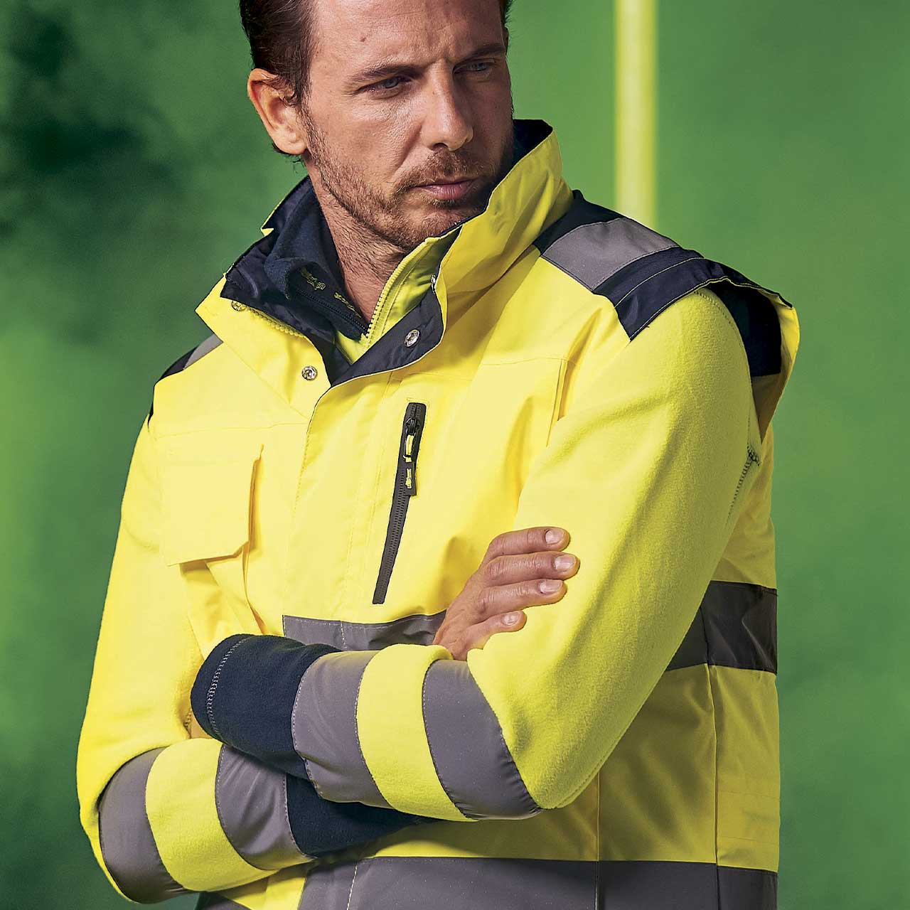 gilet da lavoro upower modello prime colore yellow fluo dettaglio tasca