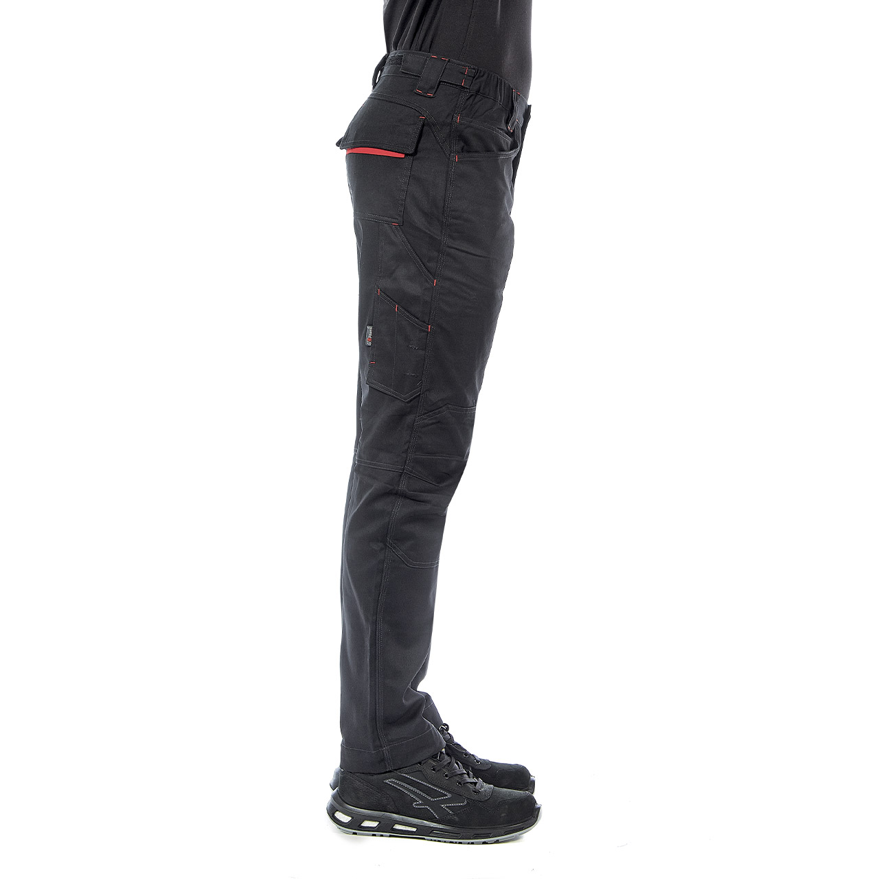 pantalone da lavoro upower modello smile colore black carbon indossato lato destro
