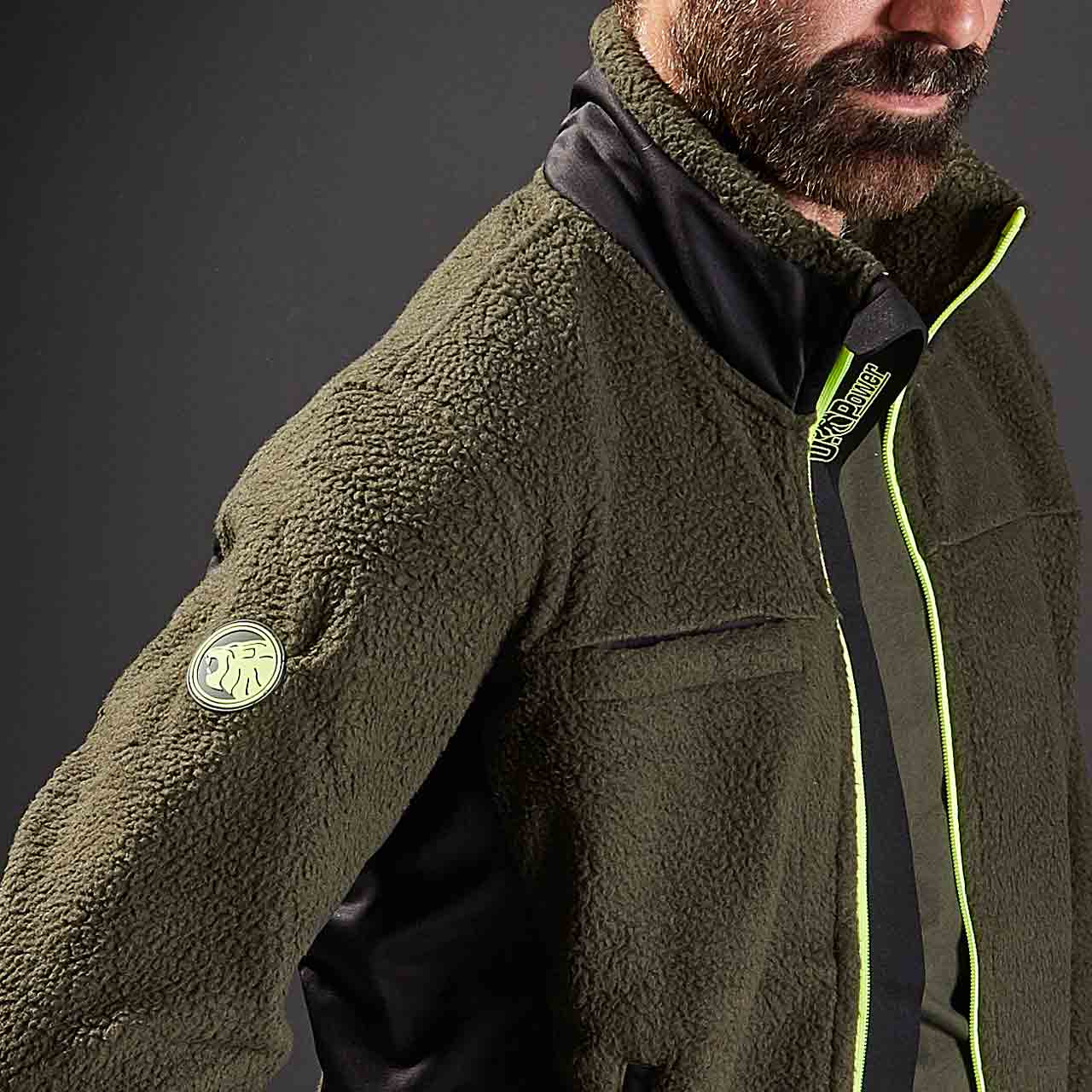 felpa da lavoro upower modello bark colore dark green dettaglio zip