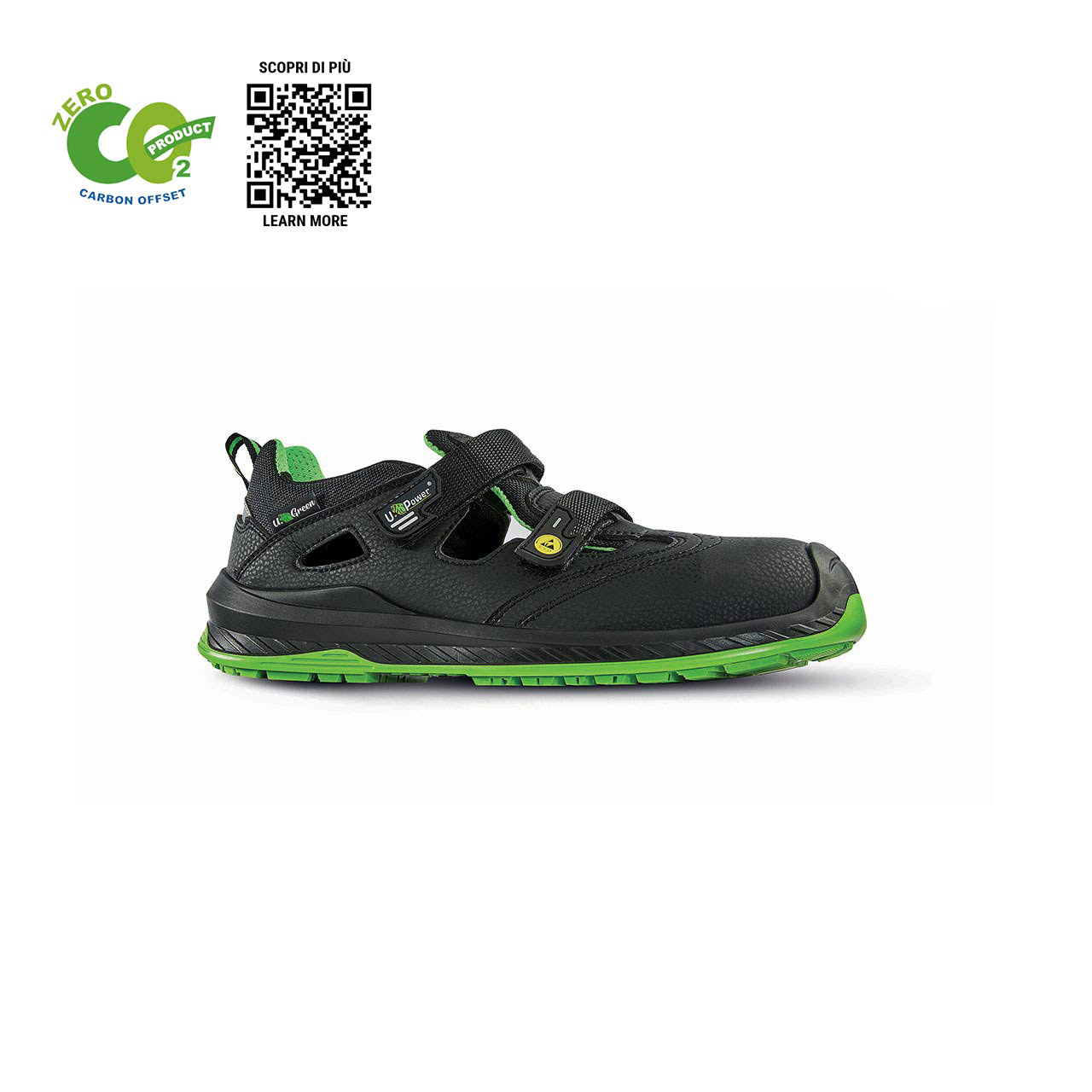 upower scarpa antinfortunistica modello brook uk linea red industry green vista laterale