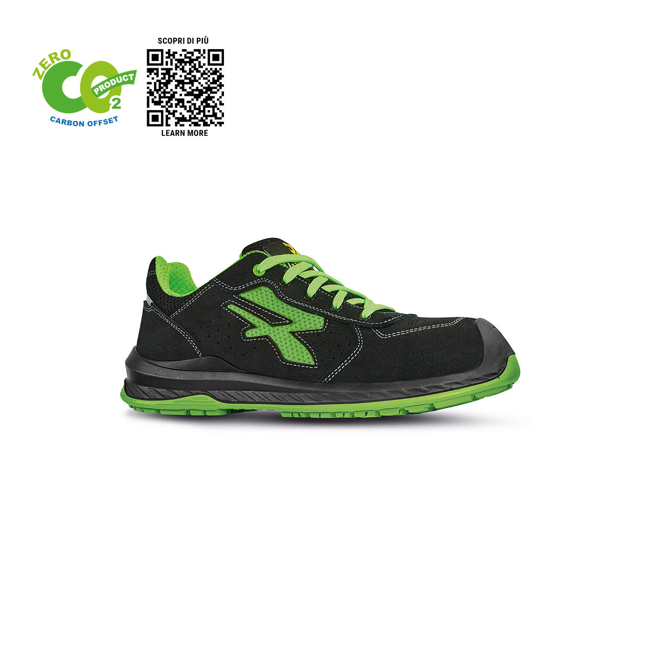 scarpa antinfortunistica upower modello canyon uk linea red industry green vista laterale