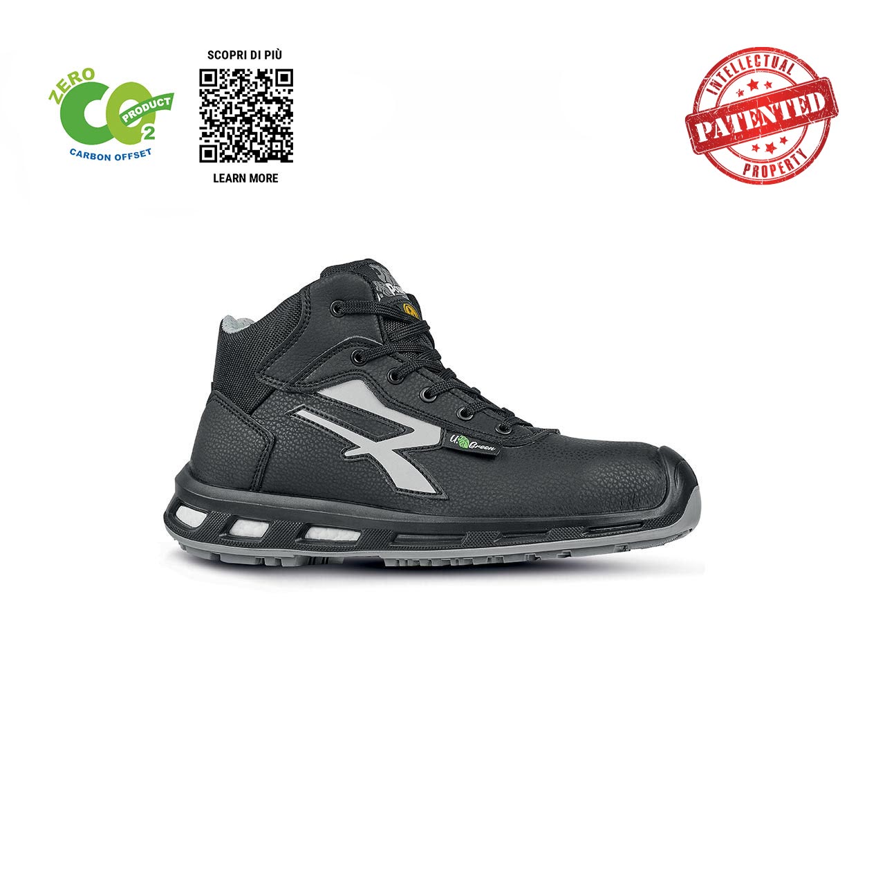 upower scarpa antinfortunistica modello coast linea red industry green vista laterale