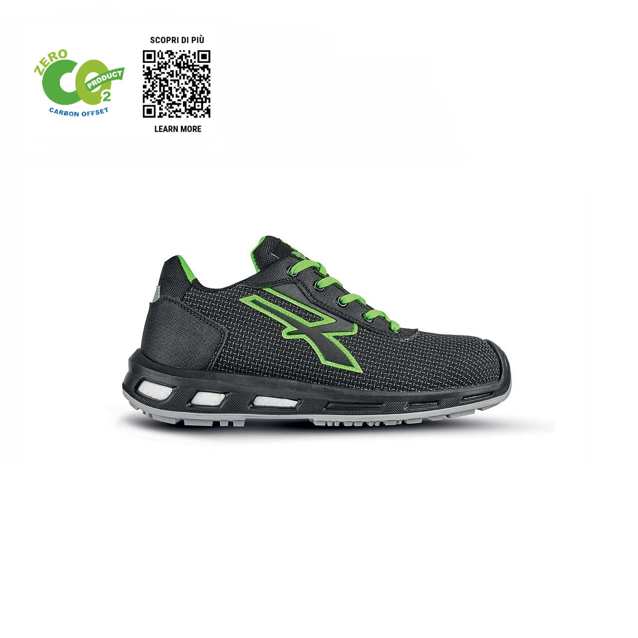 upower scarpa antinfortunistica modello malibu linea red industry green vista laterale