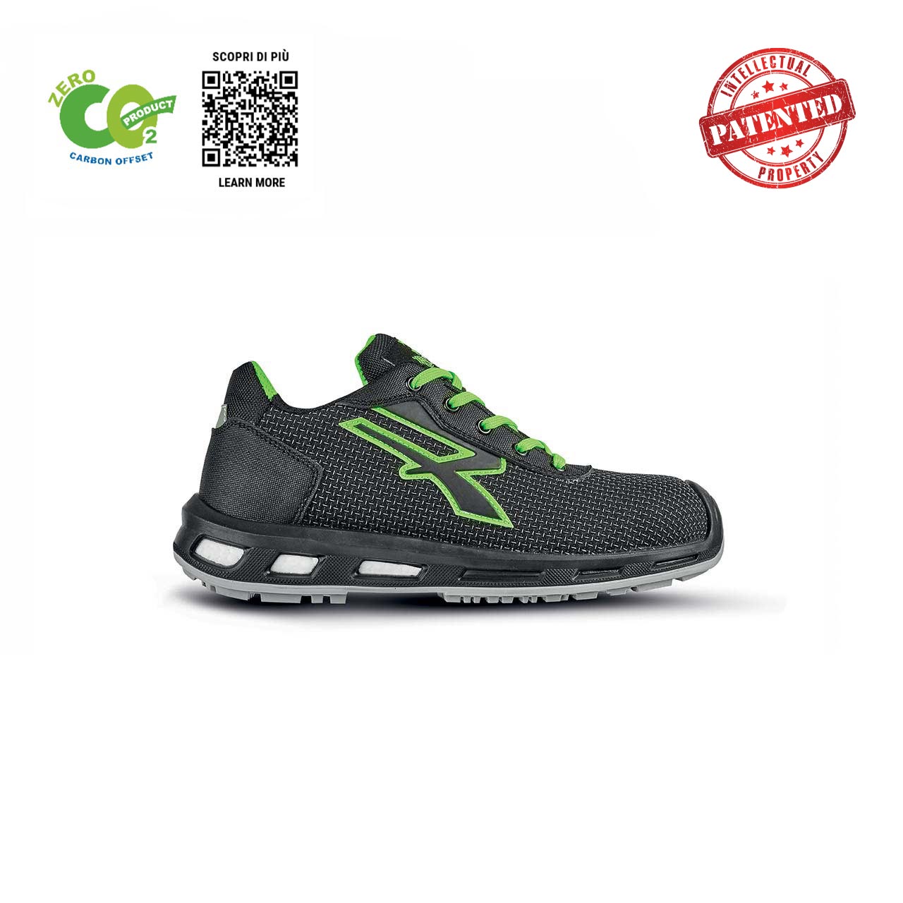 upower scarpa antinfortunistica modello malibu linea red industry green vista laterale