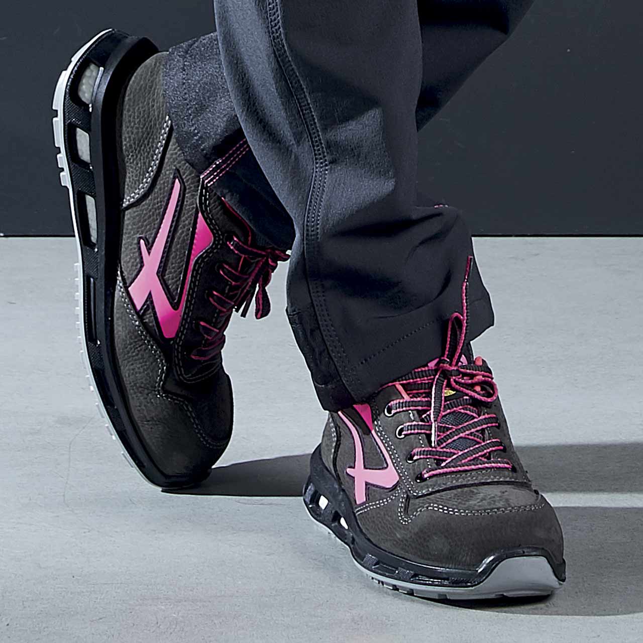 Scarpa antinfortunistica donna u power verok bassa, linea red lion, classe  protezione s1p esd src, tomaia traspirante e pelle morbida, numero 35