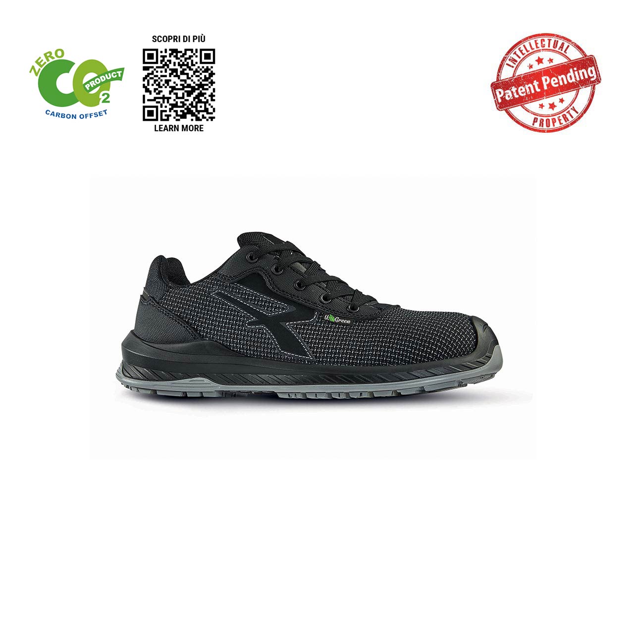 upower scarpa antinfortunistica modello ember linea red industry green vista laterale