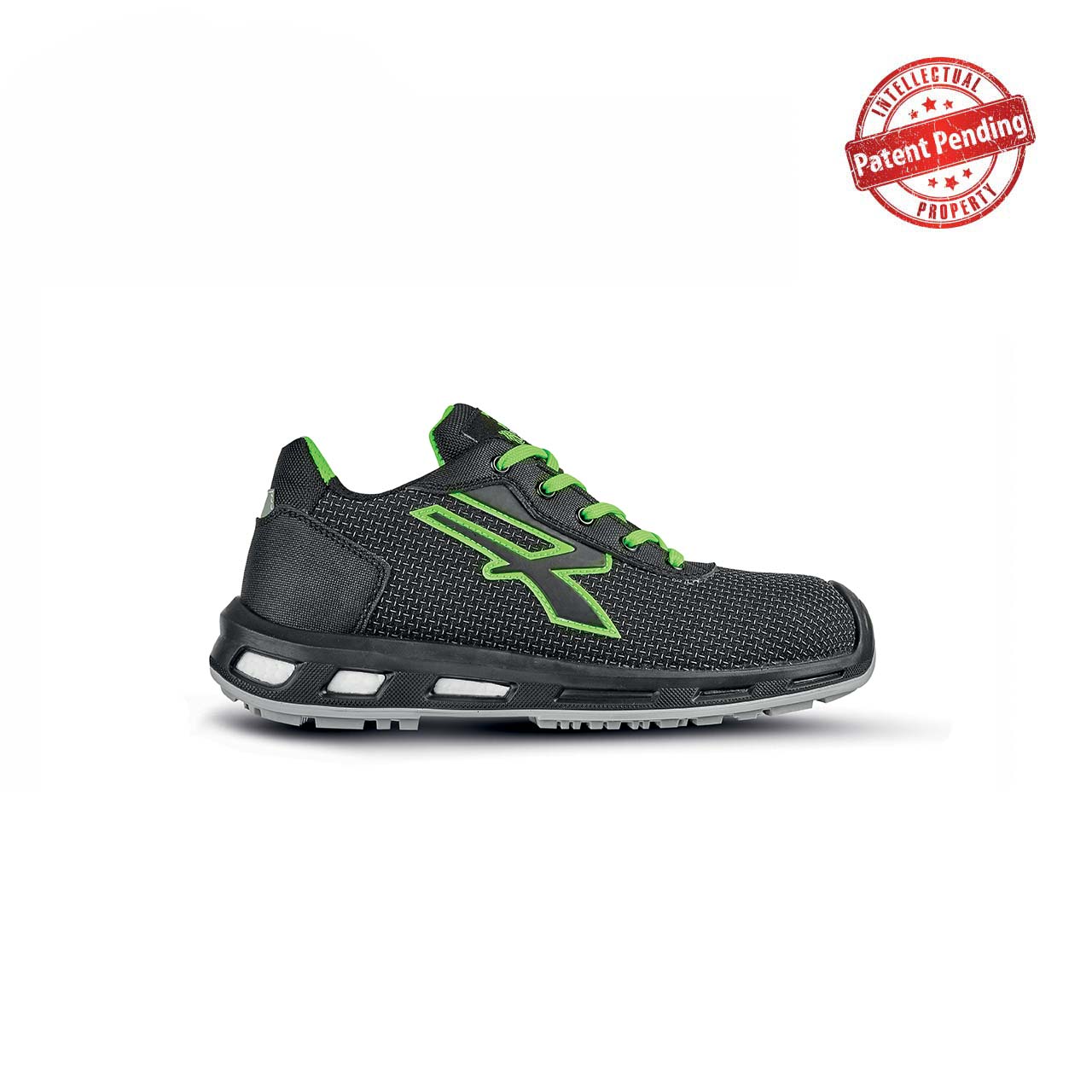 upower scarpa antinfortunistica modello malibu linea red industry green vista laterale