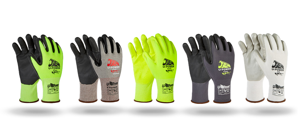 U-POWER UG14405 Guantes de trabajo de seguridad FLEX Verde  fluorescente/negro (144 pares)