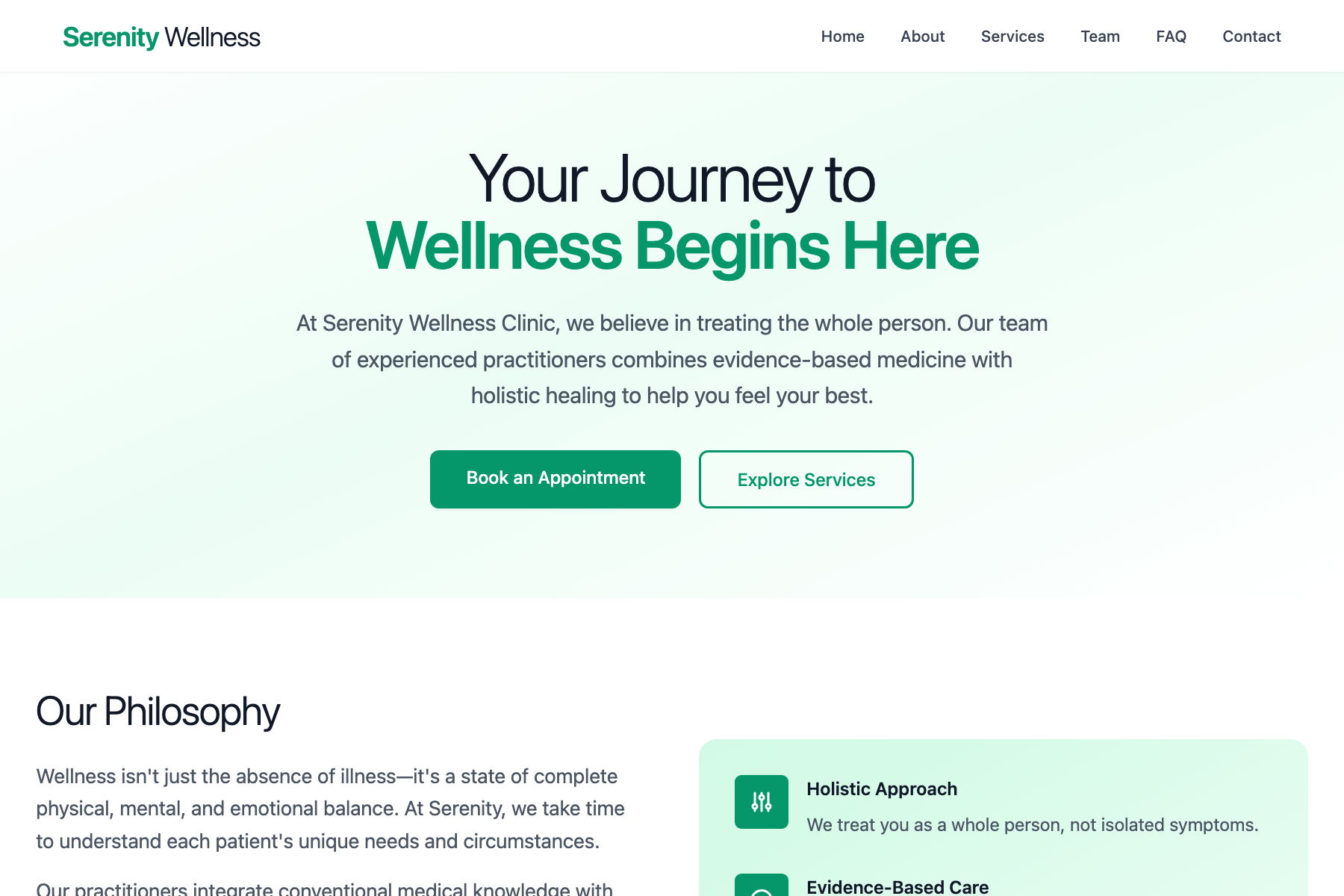 Bayside Physio website, Warm and Human style