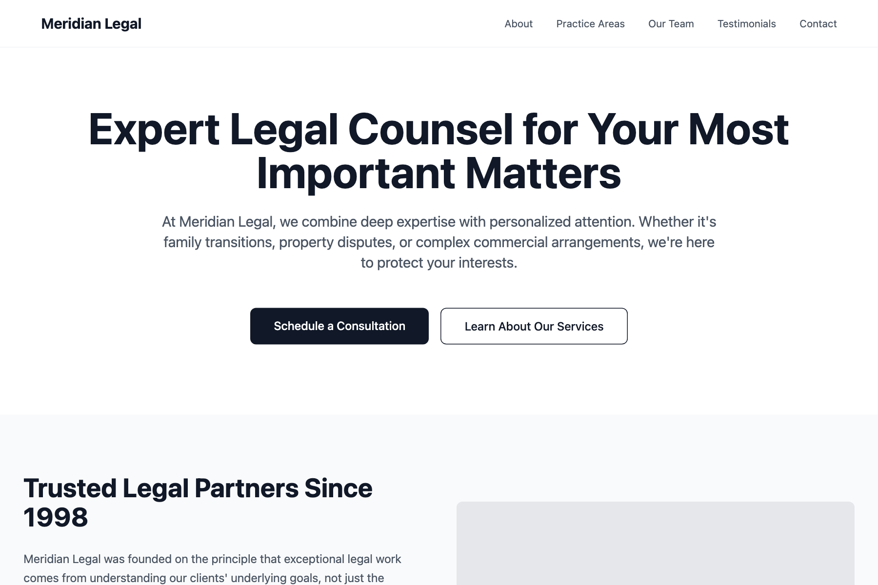 Marlowe & Reed website, Professional and Clean style
