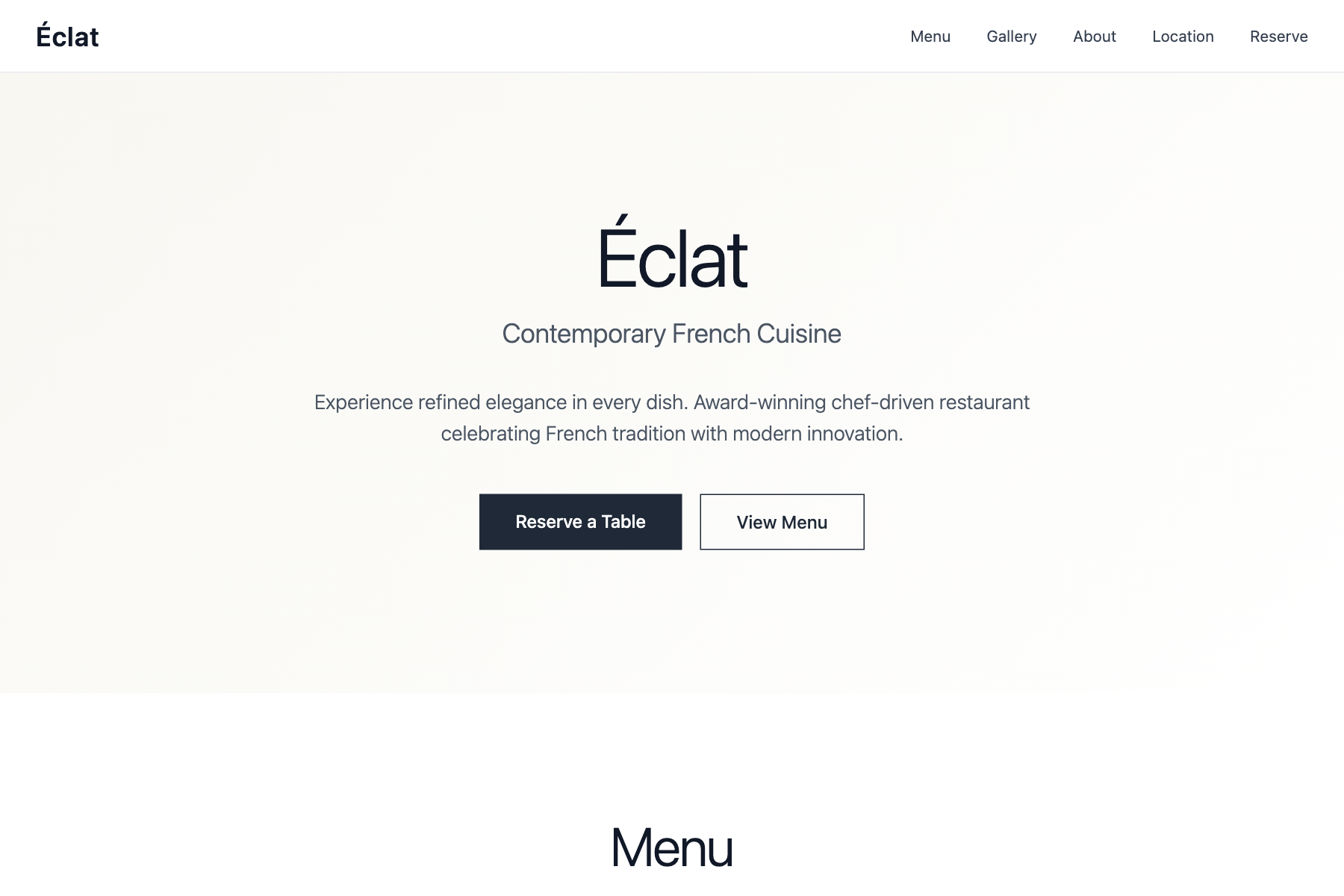 Trattoria Nove website, Editorial style