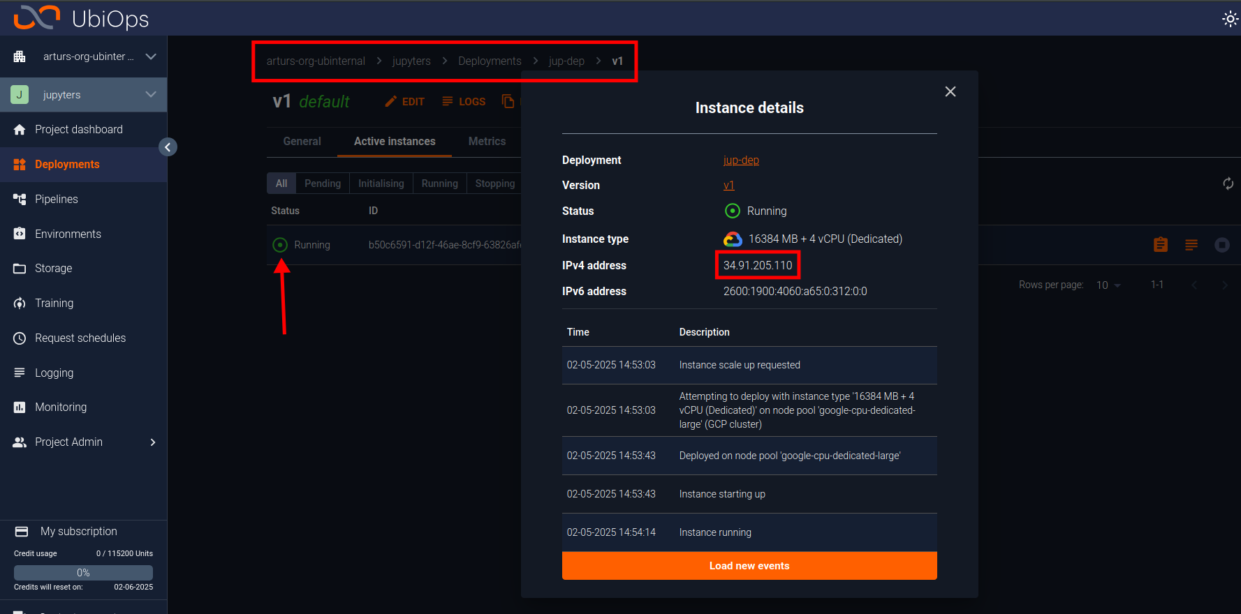 IP information in the UI