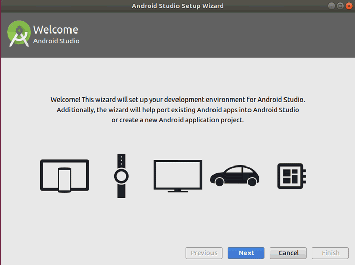 Ubuntu 18 Android Studio Setup Wizard