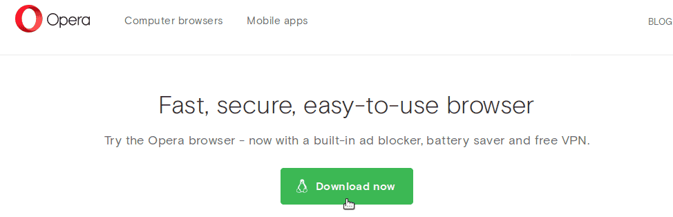 download opera for Ubuntu 18.04