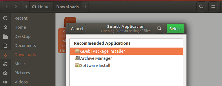 Installing deb files with gdebi package installer