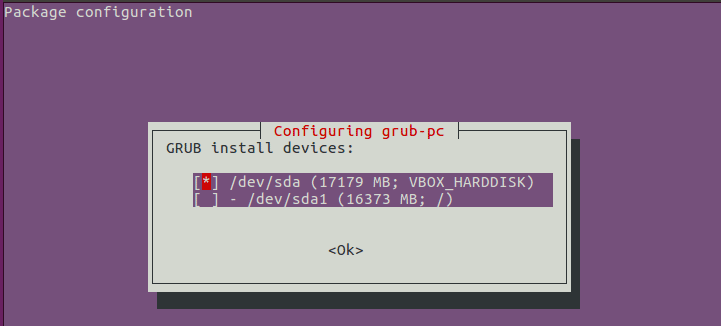 configure grub device